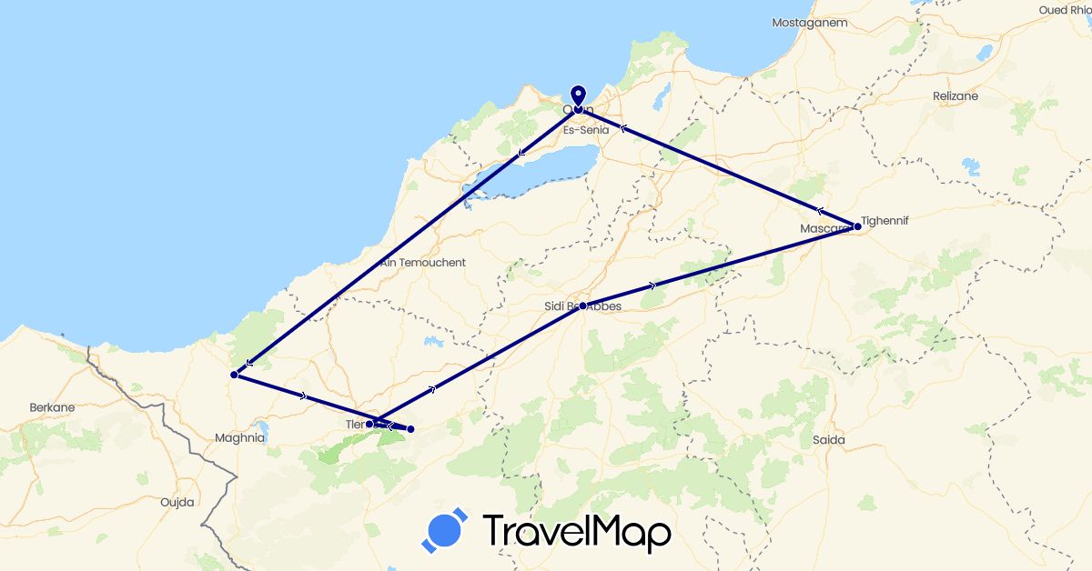 TravelMap itinerary: driving in Algeria (Africa)