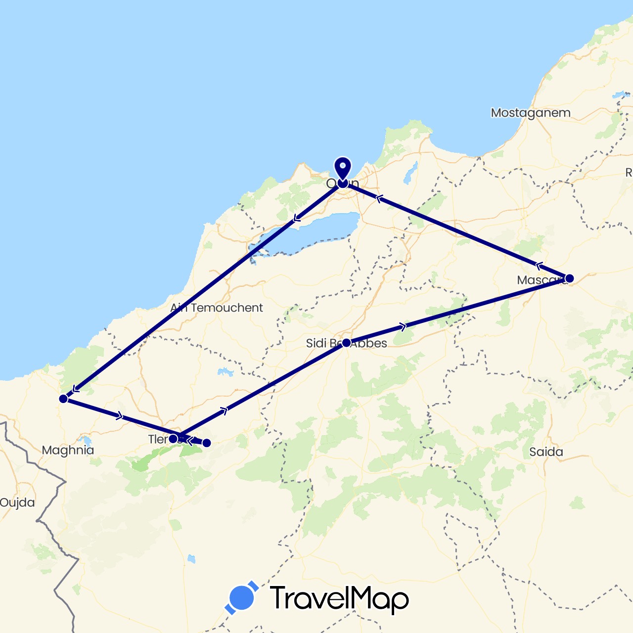 TravelMap itinerary: driving in Algeria (Africa)