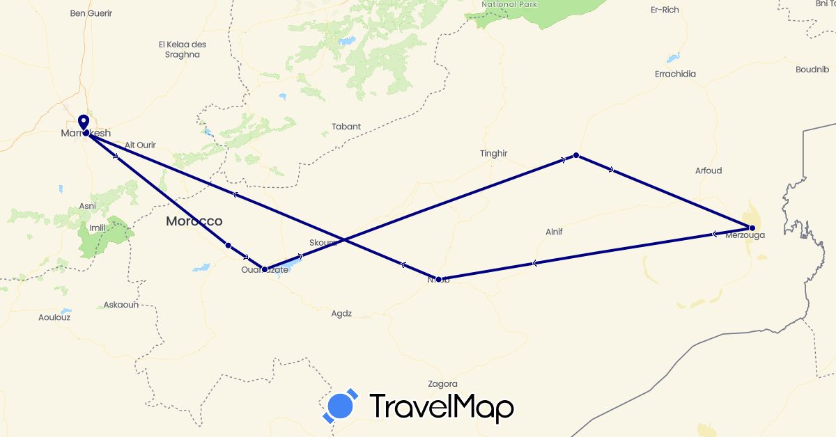 TravelMap itinerary: driving in Morocco (Africa)