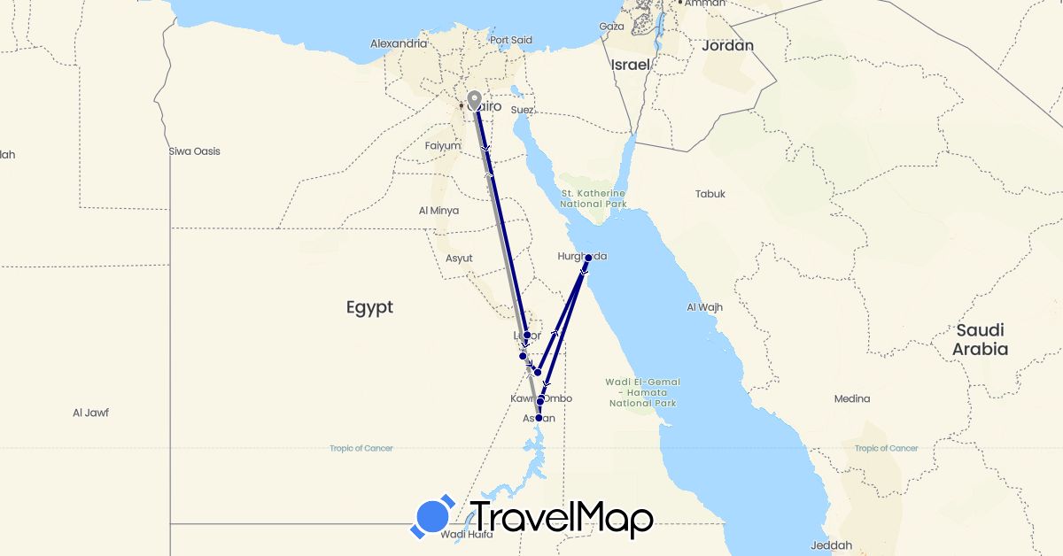 TravelMap itinerary: driving, plane in Egypt (Africa)